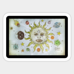 The sun, moon, planets and stars Sticker